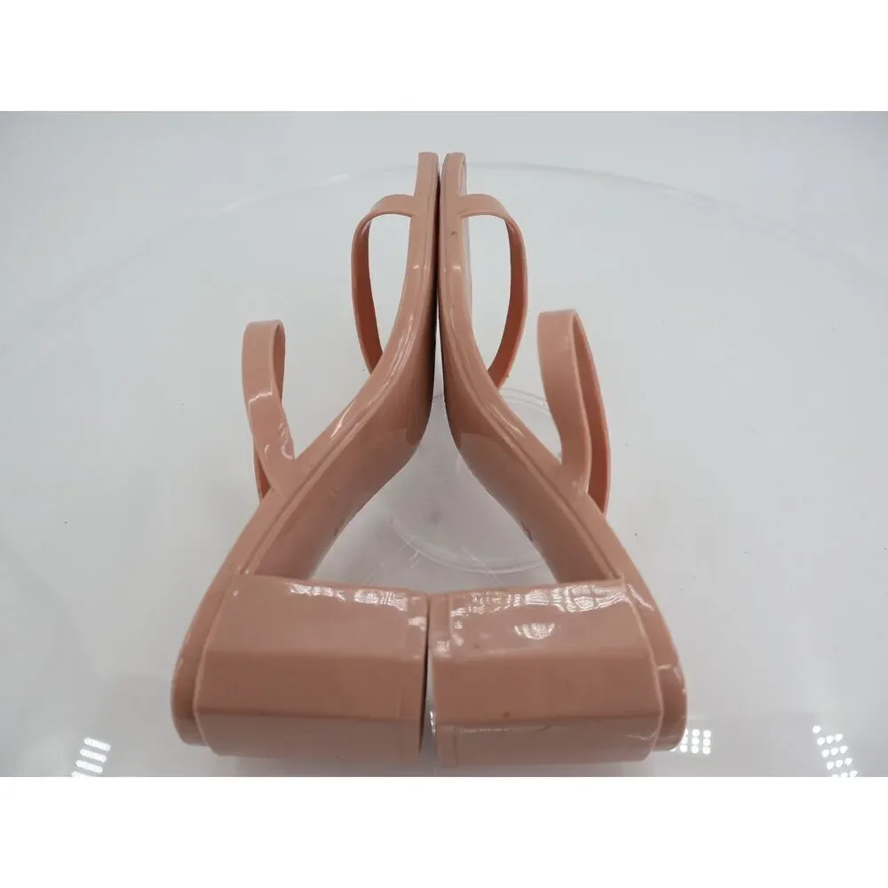 Jeffrey Campbell Jamm Mule Slide Sandal Strappy Nude Tan Size 10 Rubber Slip On